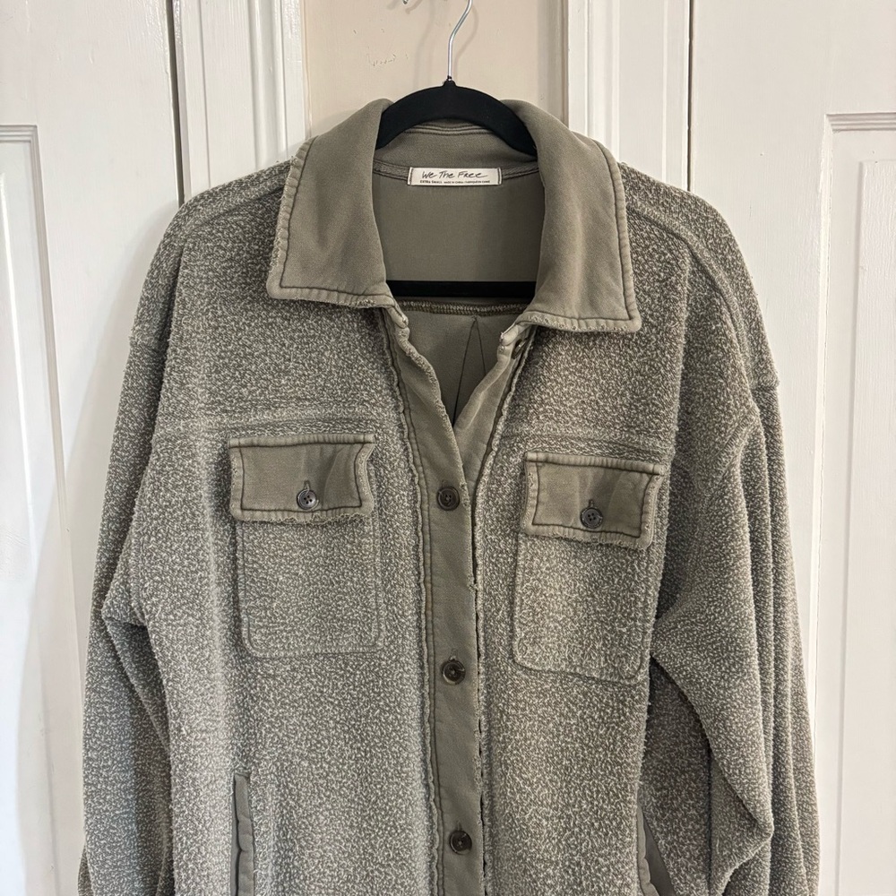 Free People Long Ruby Jacket Size XS Dirty Olive Green Fleece - Picture 5 of 15